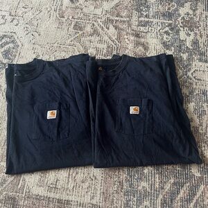 Two Carhartt navy blue pocket T-shirts 2XLT